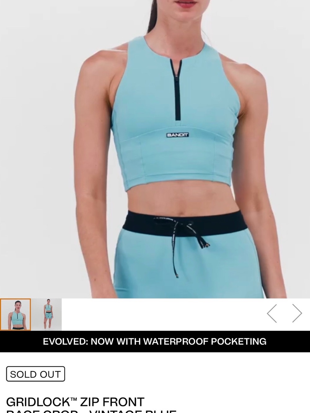 Bandit Vintage Blue Gridlock™ Zip Front Race Crop
